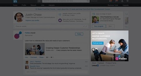 linkedin ads display ads pages linkedin avec fort trafic agence de développement web bordeaux