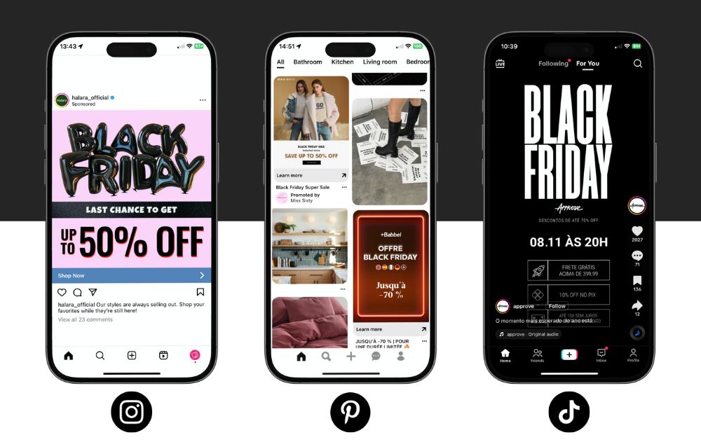 Black friday réseaux sociaux instagram pinterest tiktok agence web bordeaux