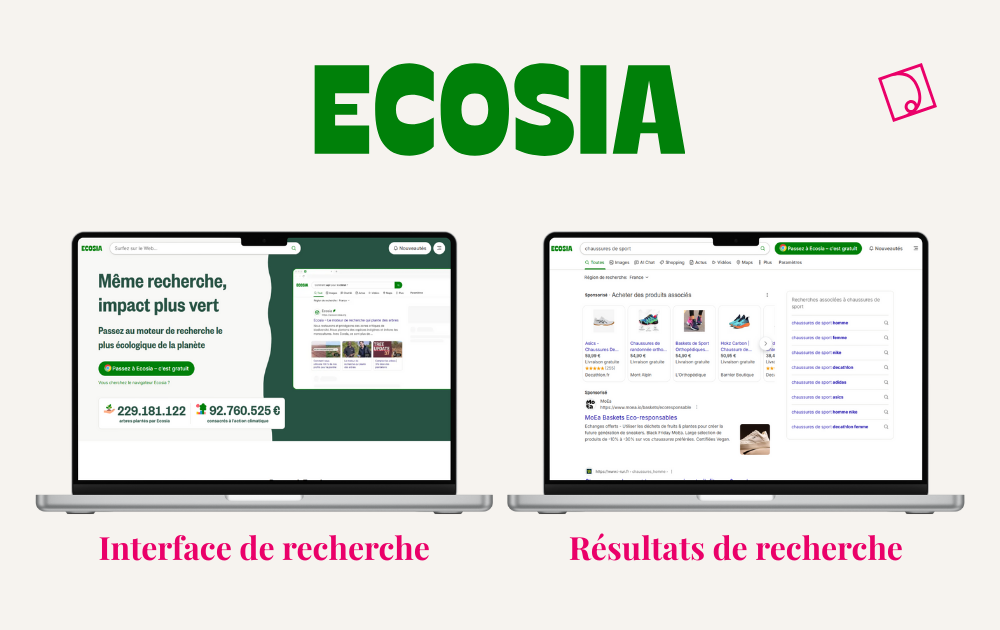 Moteur recherche Ecosia plantation arbres publicités Microsoft annonces vertes écoresponsables