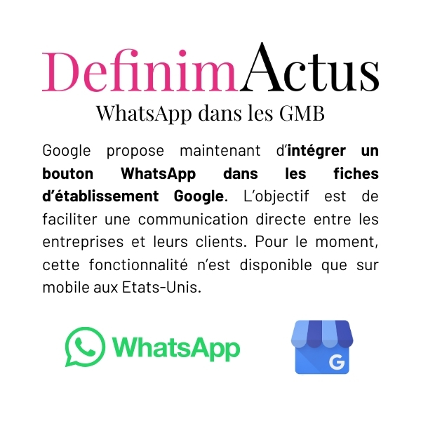 Bouton WhatsApp ajouté sur une fiche d'établissement Google pour une communication directe avec les clients